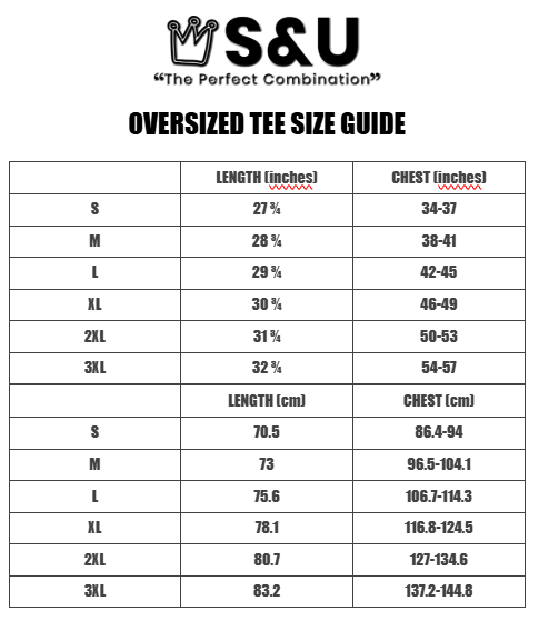 OVERSIZED TEES SIZE GUIDE