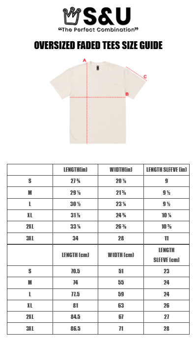 OVERSIZED FADED TEE SIZE GUIDE