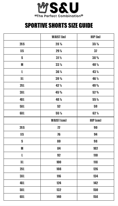 SPORTIVE SHORTS SIZE GUIDE