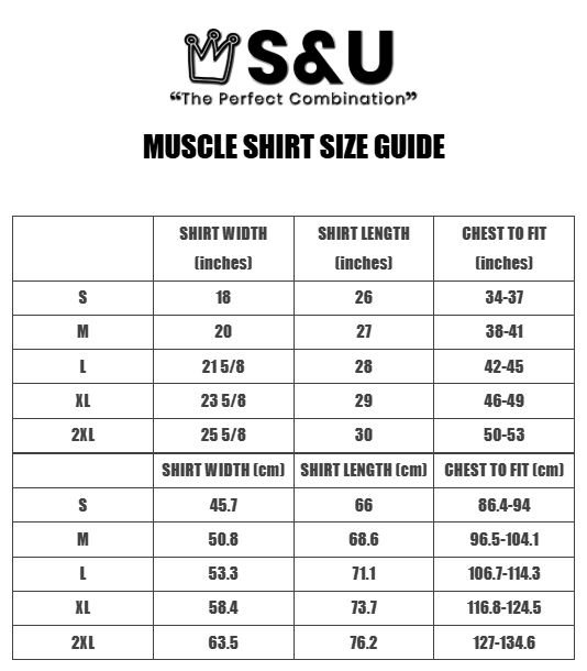 MUSCLE SHIRT SIZE GUIDE