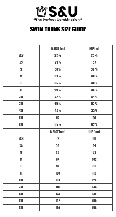 SWIM TRUNK SIZE GUIDE